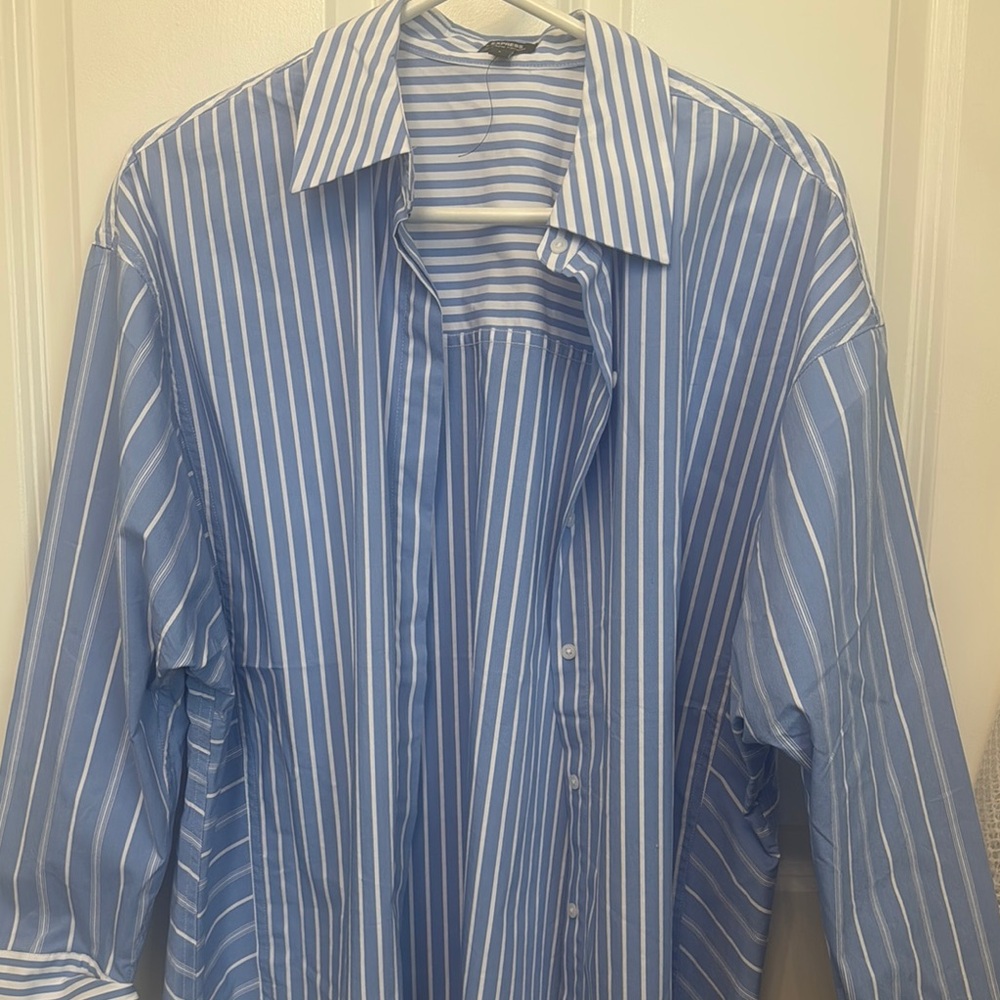 Express Blue and White Striped Blouse